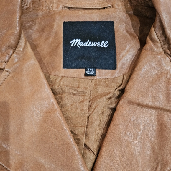 Madewell 100% Washed Leather BikerJacket Womens size  XXS   NWT - Picture 7 of 13